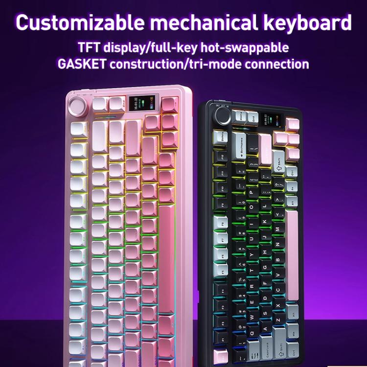 Teclado mecánico AULA S75 Pro de 80 teclas con cable/2.4G/Bluetooth, tres modelos personalizables con degradado.