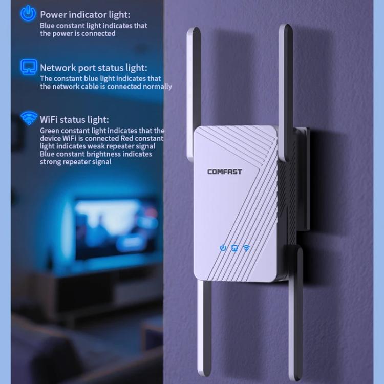 Repetidor inalámbrico Gigabit de doble banda COMFAST CF-WR773BE de 3570 Mbps con extensor de señal WiFi7, EU Plug, US Plug, UK Plug, AU Plug