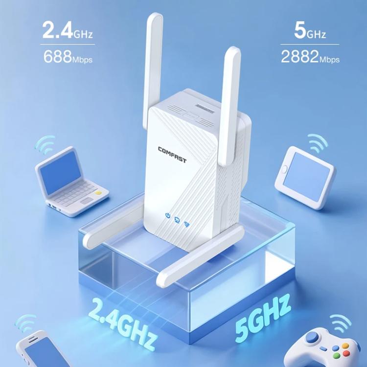 Repetidor inalámbrico Gigabit de doble banda COMFAST CF-WR773BE de 3570 Mbps con extensor de señal WiFi7, EU Plug, US Plug, UK Plug, AU Plug