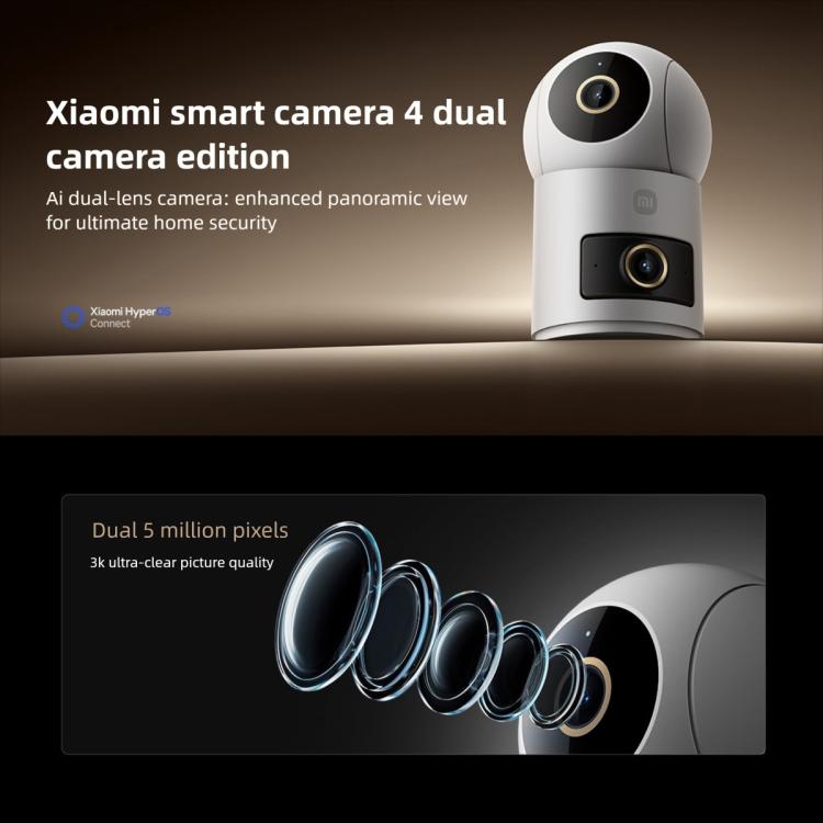 Cámara inteligente Xiaomi Mijia original con 4 lentes duales, PTZ, detección por IA de 360 grados, 5MP, WiFi y 6 cámaras de seguridad para el hogar compatibles con la aplicación Mi Home., Xiaomi Mijia Smart Camera 4 Dual Lens
