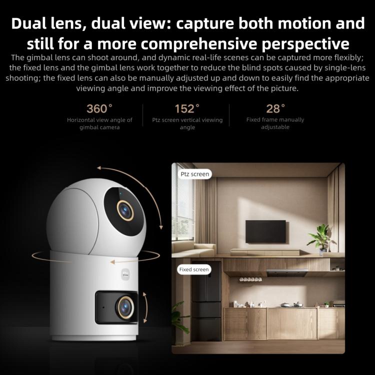 Cámara inteligente Xiaomi Mijia original con 4 lentes duales, PTZ, detección por IA de 360 grados, 5MP, WiFi y 6 cámaras de seguridad para el hogar compatibles con la aplicación Mi Home., Xiaomi Mijia Smart Camera 4 Dual Lens