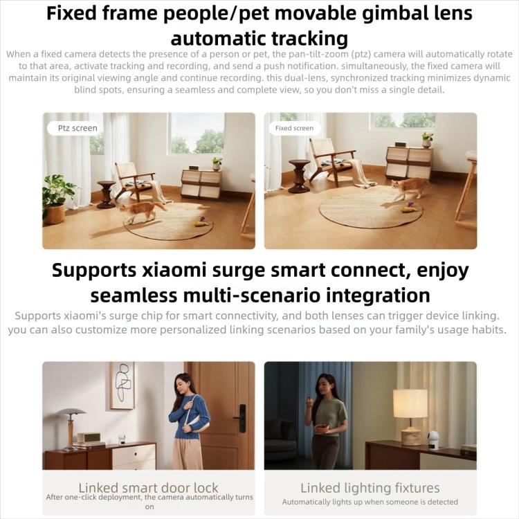 Cámara inteligente Xiaomi Mijia original con 4 lentes duales, PTZ, detección por IA de 360 grados, 5MP, WiFi y 6 cámaras de seguridad para el hogar compatibles con la aplicación Mi Home., Xiaomi Mijia Smart Camera 4 Dual Lens