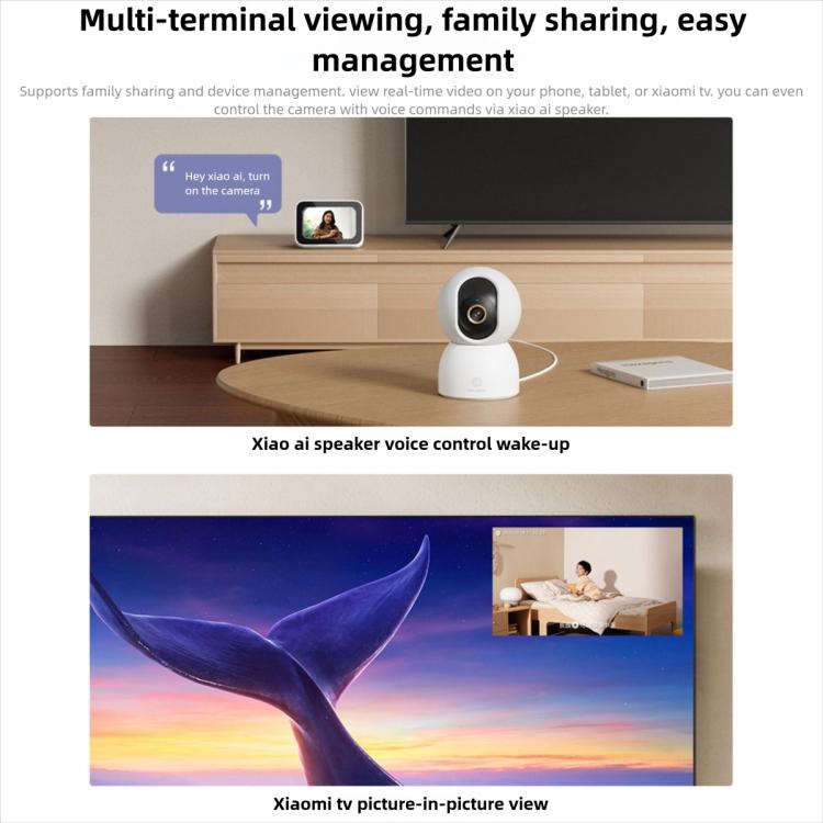 Cámara inteligente Xiaomi original 4 4K Wi-Fi de doble banda 6 8MP HDR Seguimiento por IA Visión nocturna Audio bidireccional Seguridad para el hogar Monitor de bebé Cámara para mascotas, Xiaomi Smart Camera 4 4K