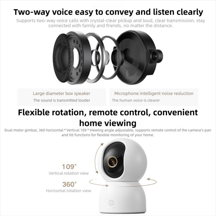 Cámara inteligente Xiaomi original 4 4K Wi-Fi de doble banda 6 8MP HDR Seguimiento por IA Visión nocturna Audio bidireccional Seguridad para el hogar Monitor de bebé Cámara para mascotas, Xiaomi Smart Camera 4 4K