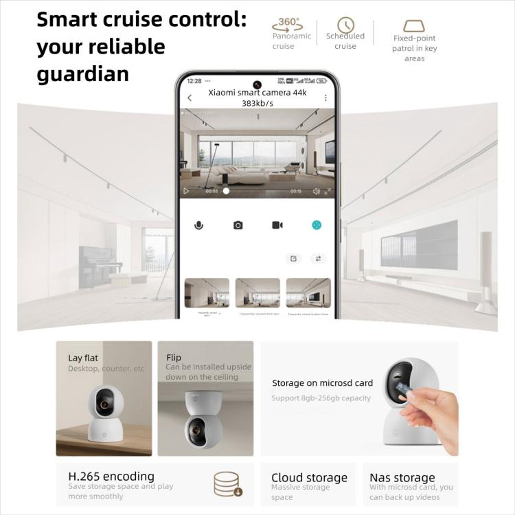 Cámara inteligente Xiaomi original 4 4K Wi-Fi de doble banda 6 8MP HDR Seguimiento por IA Visión nocturna Audio bidireccional Seguridad para el hogar Monitor de bebé Cámara para mascotas, Xiaomi Smart Camera 4 4K
