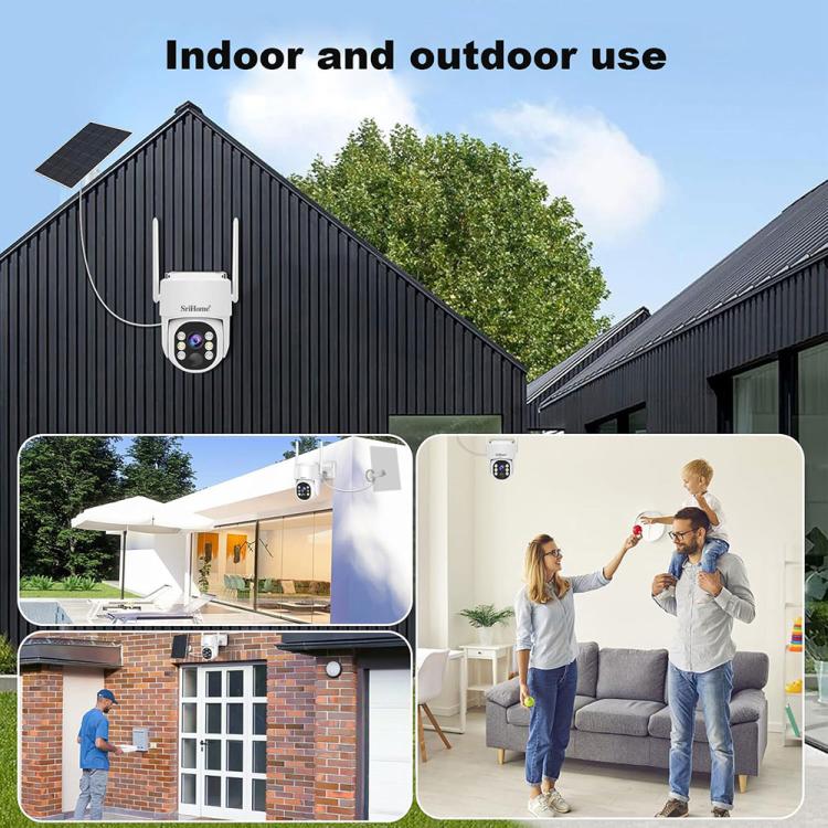 Sistema de cámara de seguridad inalámbrica SriHome DH005 de 4 MP y 2K con bajo consumo de energía y panel solar., DH005