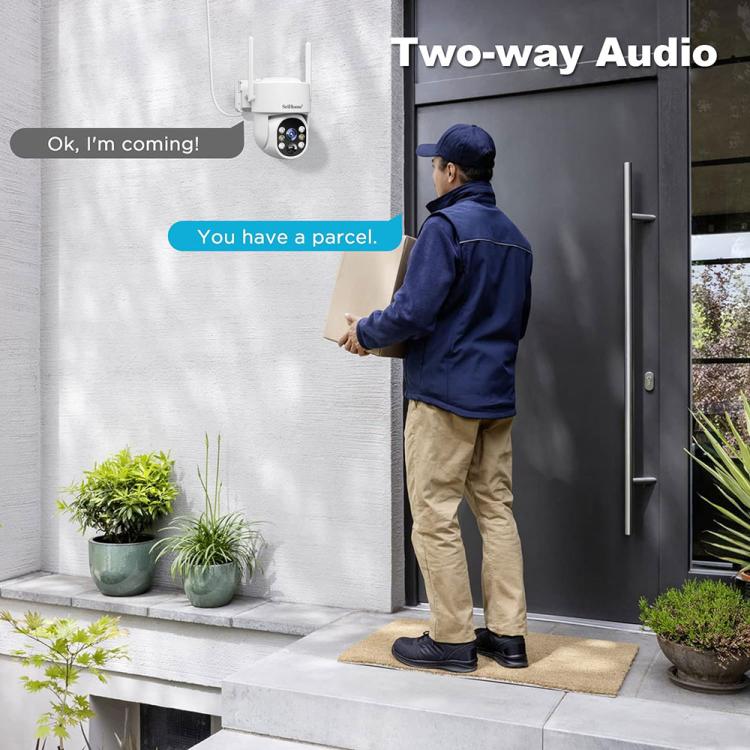 Sistema de cámara de seguridad inalámbrica SriHome DH005 de 4 MP y 2K con bajo consumo de energía y panel solar., DH005