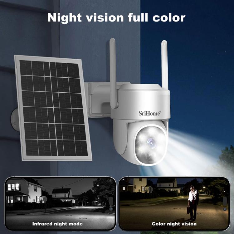Sistema de cámara de seguridad inalámbrica SriHome DH005 de 4 MP y 2K con bajo consumo de energía y panel solar., DH005