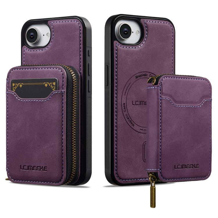 LC.IMEEKE Serie L6 Tarjetero con cremallera Funda magnética para teléfono MagSafe, For iPhone 17e / 16e, For iPhone 17 Pro Max, For iPhone 17 Pro, For iPhone 17, For iPhone Air, For iPhone 16 Pro Max, For iPhone 15 Pro Max, For iPhone 15 Plus