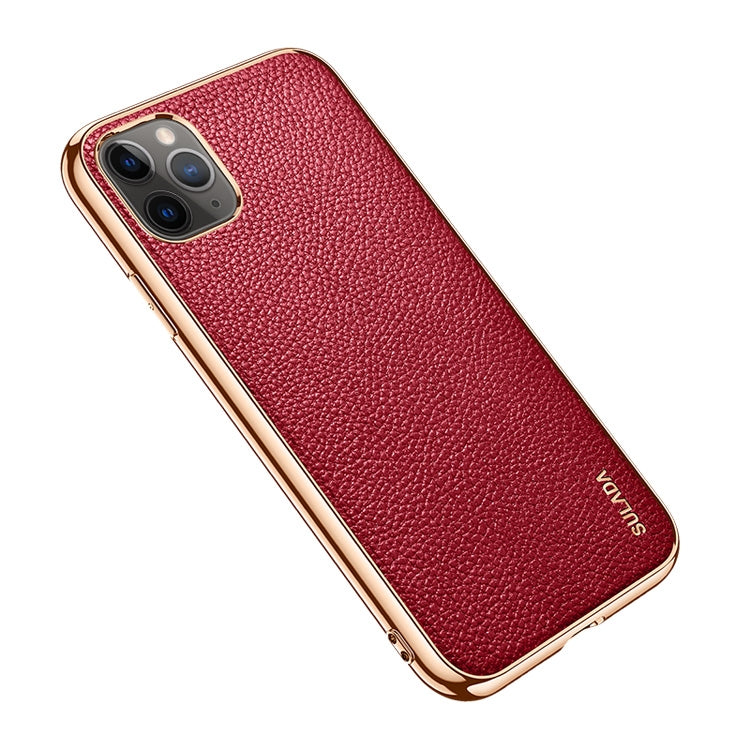 SULADA Estuche protector a prueba de golpes galvanizado de cuero con textura de litchi, For iPhone 11 Pro Max, For iPhone 11 Pro, For iPhone 11