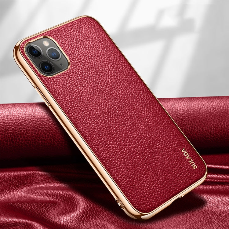 SULADA Estuche protector a prueba de golpes galvanizado de cuero con textura de litchi, For iPhone 11 Pro Max, For iPhone 11 Pro, For iPhone 11