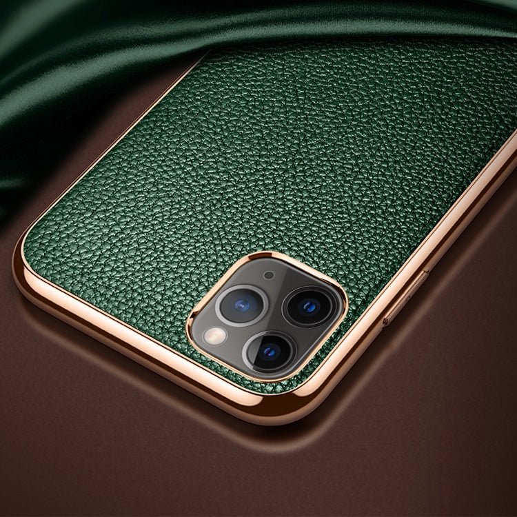 SULADA Estuche protector a prueba de golpes galvanizado de cuero con textura de litchi, For iPhone 11 Pro Max, For iPhone 11 Pro, For iPhone 11