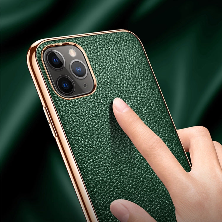 SULADA Estuche protector a prueba de golpes galvanizado de cuero con textura de litchi, For iPhone 11 Pro Max, For iPhone 11 Pro, For iPhone 11