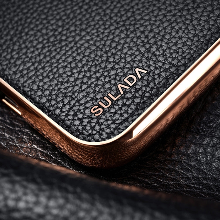 SULADA Estuche protector a prueba de golpes galvanizado de cuero con textura de litchi, For iPhone 11 Pro Max, For iPhone 11 Pro, For iPhone 11