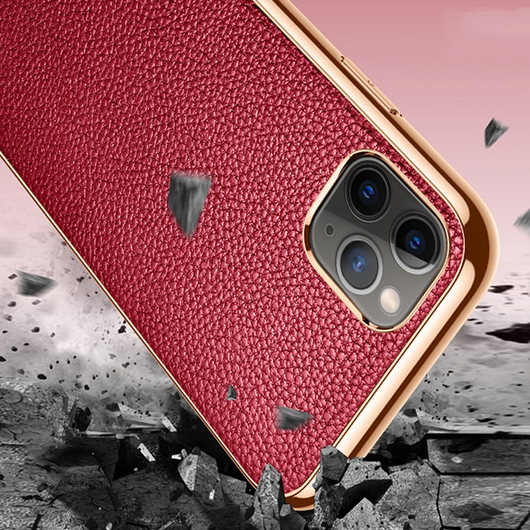 SULADA Estuche protector a prueba de golpes galvanizado de cuero con textura de litchi, For iPhone 11 Pro Max, For iPhone 11 Pro, For iPhone 11