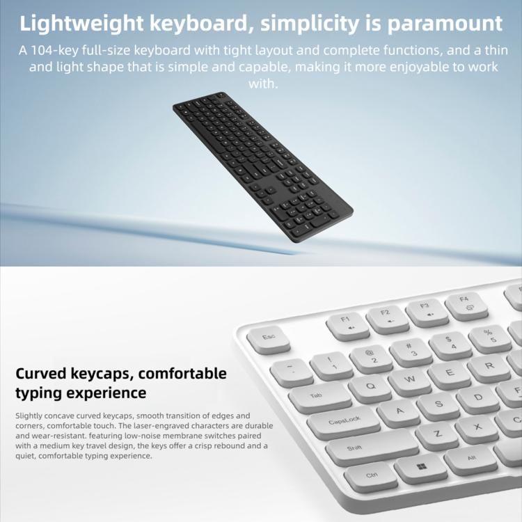 Conjunto original de teclado y ratón inalámbricos Xiaomi de 2,4 GHz (3 unidades), Gen3