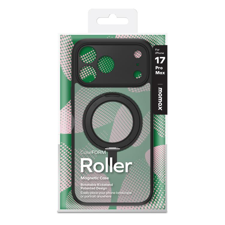 Funda para teléfono MOMAX MagSafe con soporte magnético giratorio de metal, For iPhone 17 Pro Max, For iPhone 17 Pro