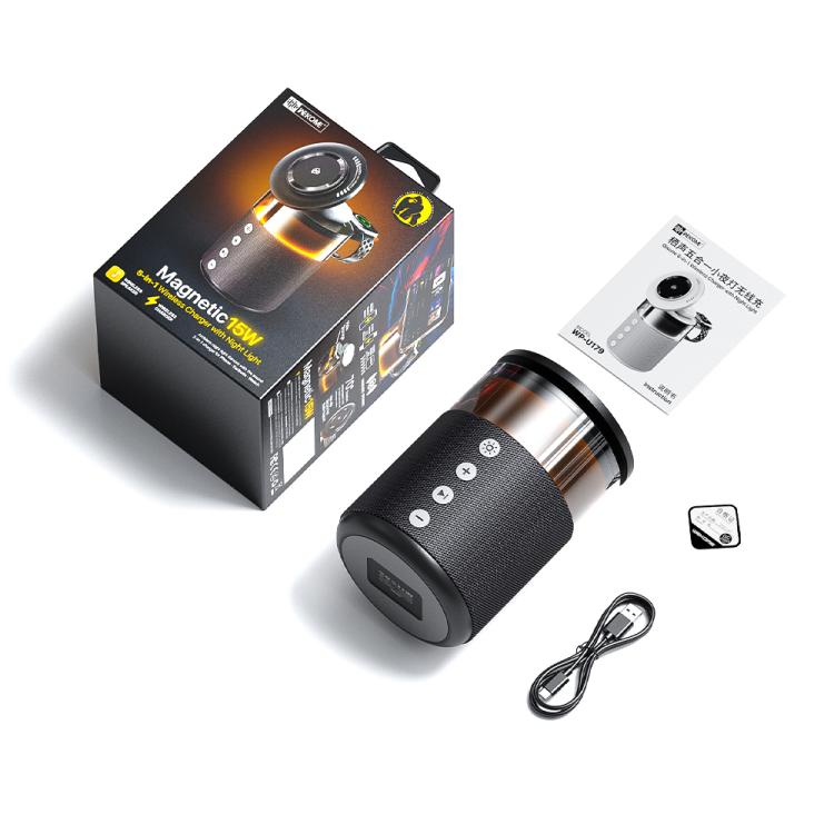 Altavoz Bluetooth con carga inalámbrica y luz nocturna WK WP-U179 Qisone 5 en 1 de 15 W