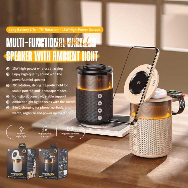 Altavoz Bluetooth con carga inalámbrica y luz nocturna WK WP-U179 Qisone 5 en 1 de 15 W