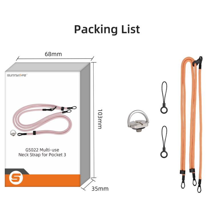 Correa cruzada para el cuello Sunnylife, bandolera colgante manos libres, cuerda anticaída, cordón para el cuello con tornillo de 1/4, correa para el hombro, For DJI OSMO Pocket 3