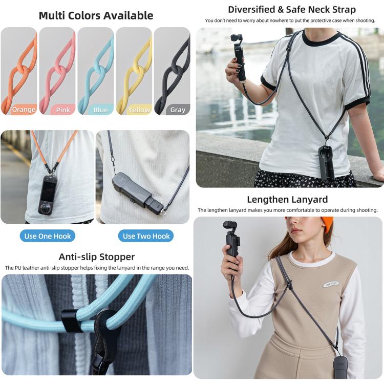 Correa cruzada para el cuello Sunnylife, bandolera colgante manos libres, cuerda anticaída, cordón para el cuello con tornillo de 1/4, correa para el hombro, For DJI OSMO Pocket 3