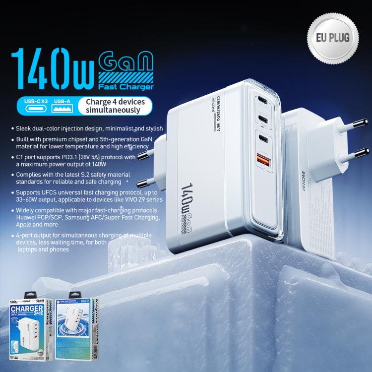Cargador multifunción WK WP-U20 lceyon de 140 W con tecnología GaN, EU Plug, UK Plug