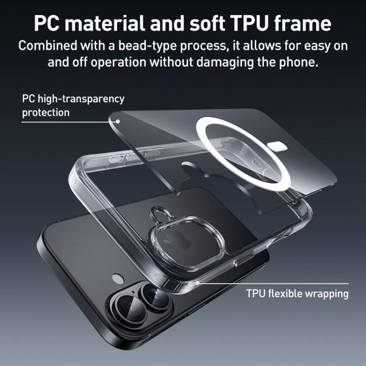 Funda para teléfono ZGA MagSafe con botones metálicos, transparente, híbrida de PC y TPU, For iPhone 17 Pro Max, For iPhone 17 Pro, For iPhone 17, For iPhone Air