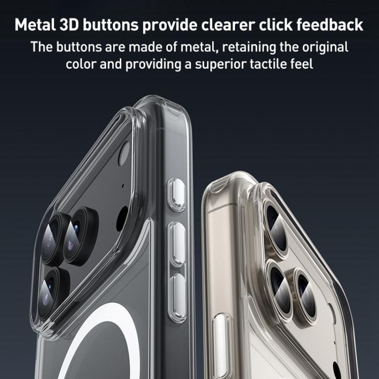 Funda para teléfono ZGA MagSafe con botones metálicos, transparente, híbrida de PC y TPU, For iPhone 17 Pro Max, For iPhone 17 Pro, For iPhone 17, For iPhone Air