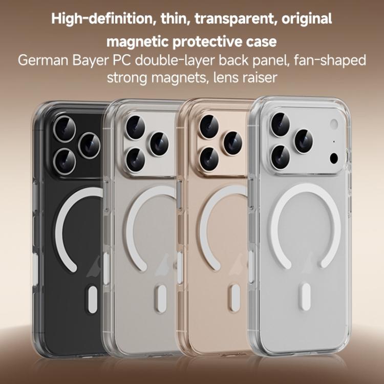 Funda para teléfono ZGA MagSafe Metal AI Buttons transparente híbrida de PC y TPU, For iPhone 17 Pro Max, For iPhone 17 Pro, For iPhone 17, For iPhone Air