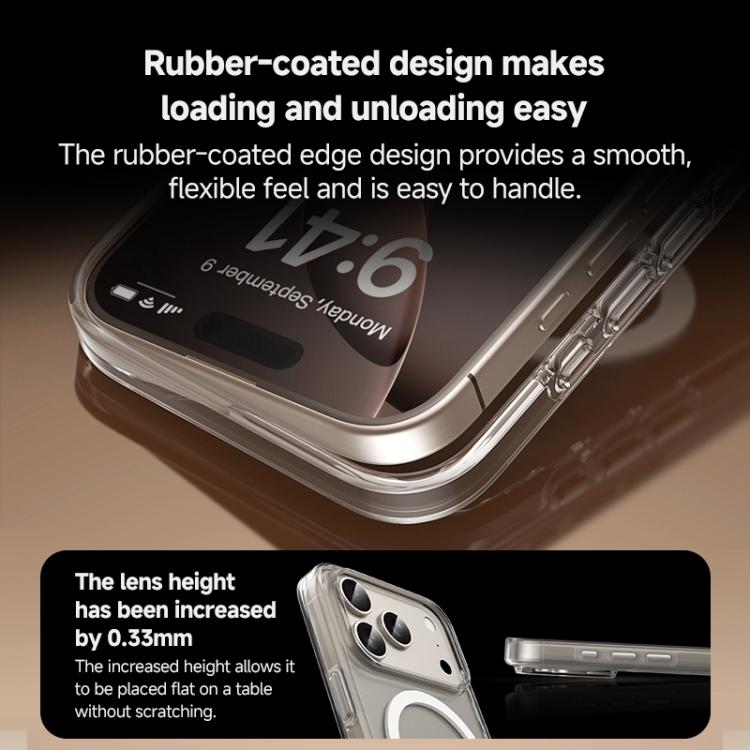 Funda para teléfono ZGA MagSafe Metal AI Buttons transparente híbrida de PC y TPU, For iPhone 17 Pro Max, For iPhone 17 Pro, For iPhone 17, For iPhone Air