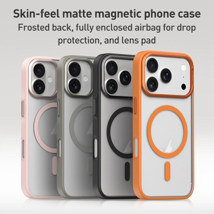Funda para teléfono ZGA Matte Clear MagSafe híbrida de PC y TPU, For iPhone 17 Pro Max, For iPhone 17 Pro