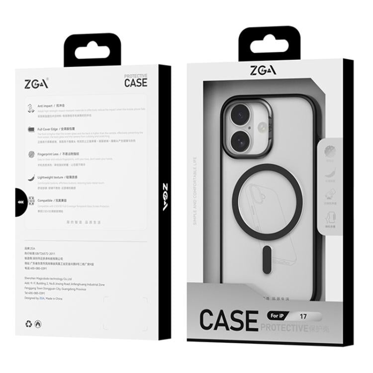 Funda para teléfono ZGA Matte Clear MagSafe híbrida de PC y TPU, For iPhone 17, For iPhone Air