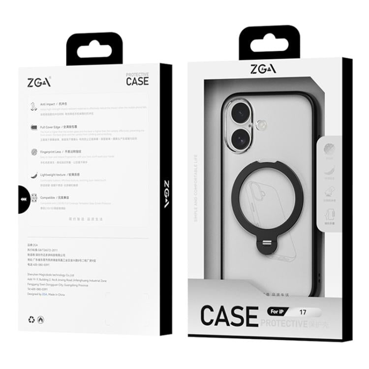 Funda para teléfono ZGA 360 Pivot Holder MagSafe híbrida de PC y TPU, For iPhone 17 Pro Max, For iPhone 17 Pro