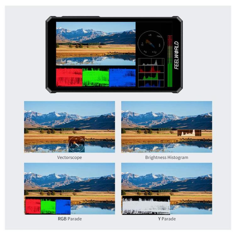 FEELWORLD PS6 Monitor de vídeo OLED vertical y horizontal de 5,5 pulgadas con pantalla táctil, resolución 4K y compatible con HDMI., US Plug, EU Plug, UK Plug, AU Plug