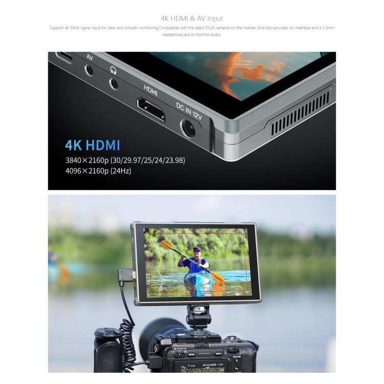 Monitor de vídeo para campo con pantalla táctil FEELWORLD FW759 Pro de 7 pulgadas, compatible con HDMI 4K y resolución IPS de 1280 x 800., FW759 Pro