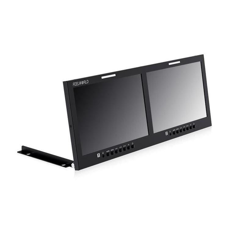 FEELWORLD D101 PLUS-H Monitor doble de 10,1 pulgadas para montaje en rack de 4U, compatible con HDMI 4K, CVBS, pantalla IPS de 1920x1200, US Plug, EU Plug, UK Plug, AU Plug