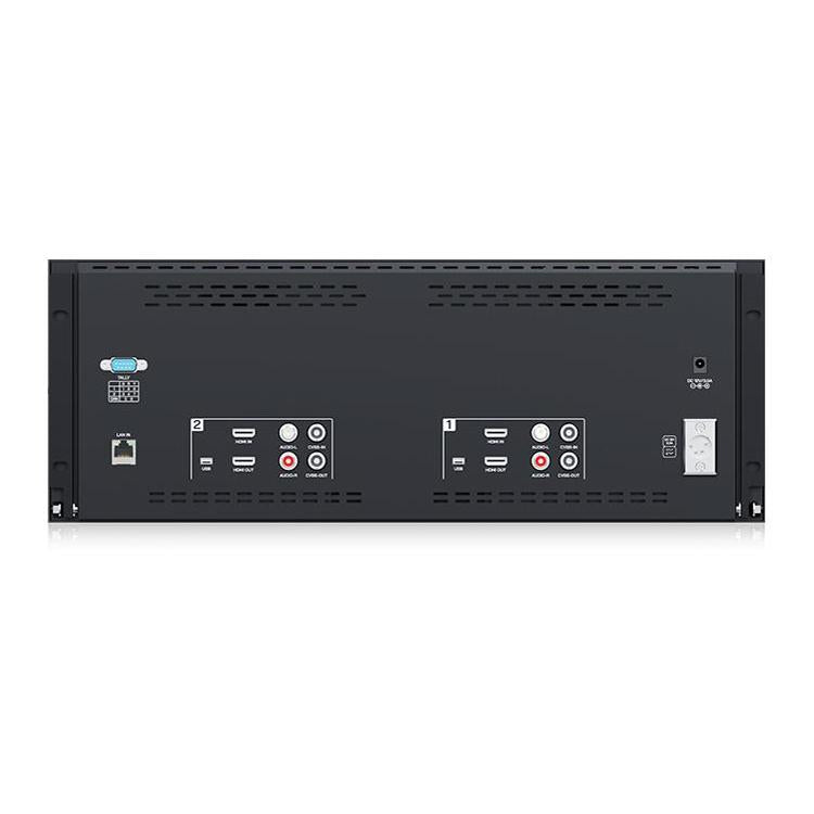 FEELWORLD D101 PLUS-H Monitor doble de 10,1 pulgadas para montaje en rack de 4U, compatible con HDMI 4K, CVBS, pantalla IPS de 1920x1200, US Plug, EU Plug, UK Plug, AU Plug