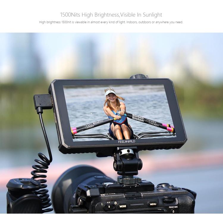 Monitor de vídeo para cámara de campo FEELWORLD SC6 de 6 pulgadas, 1500 nits de alto brillo, aluminio, compatible con 3G, SDI, 4K y HDMI, 60 Hz, resolución IPS de 1920 x 1080., SC6