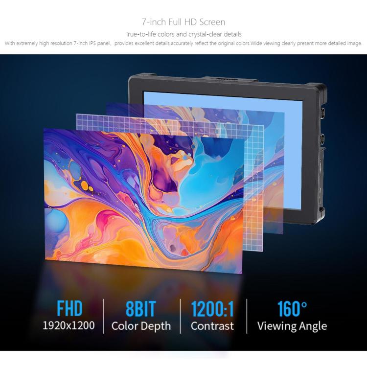 Monitor de vídeo para cámara de campo FEELWORLD T7S Pro de 7 pulgadas, 2000 nits de brillo, 3G SDI, 4K a 60 Hz, compatible con HDMI, pantalla IPS de 1920 x 1200, T7S Pro