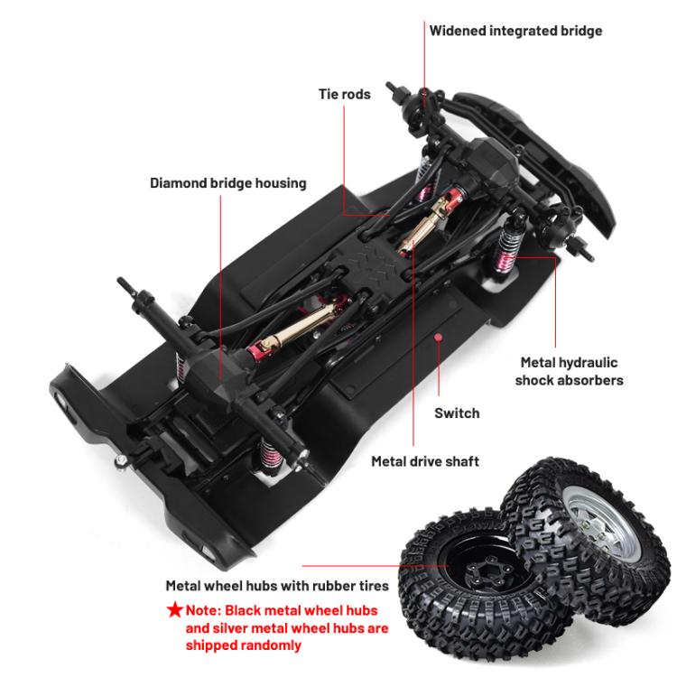 Coche teledirigido de simulación de escalada JJR/C C8801 Pro Black Warrior Edition Wrangler