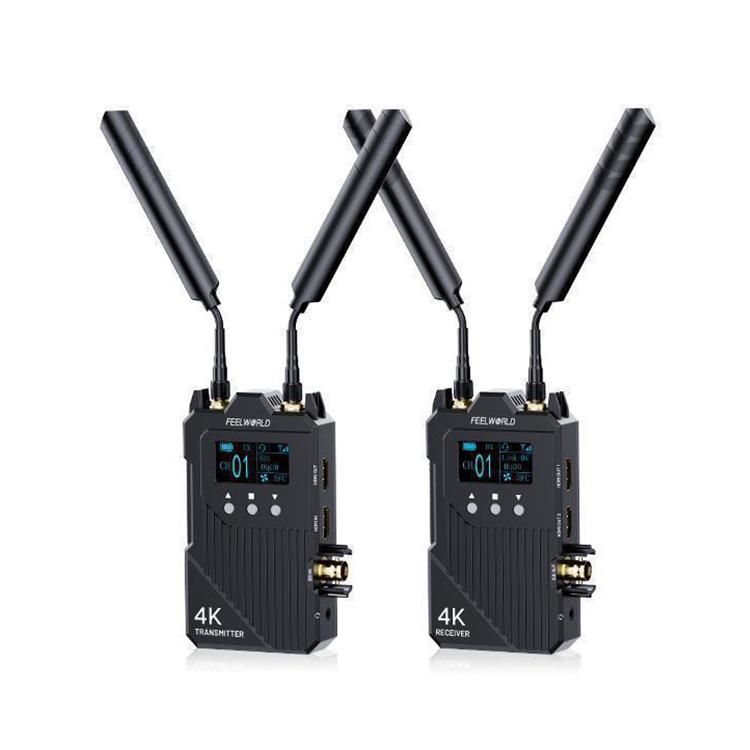 Sistema de transmisión de vídeo inalámbrico FEELWORLD WT1S 4K SDI + Intercomunicador dúplex completo compatible con doble HDMI para transmisión en directo, WT1S