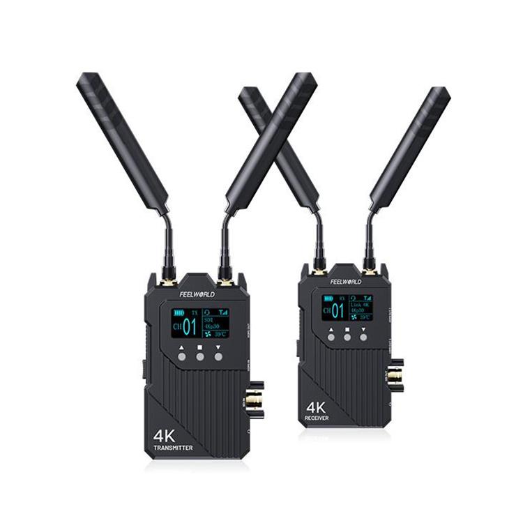 Sistema de transmisión de vídeo inalámbrico FEELWORLD WT1S 4K SDI + Intercomunicador dúplex completo compatible con doble HDMI para transmisión en directo, WT1S
