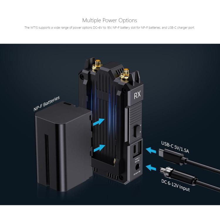 Sistema de transmisión de vídeo inalámbrico FEELWORLD WT1S 4K SDI + Intercomunicador dúplex completo compatible con doble HDMI para transmisión en directo, WT1S