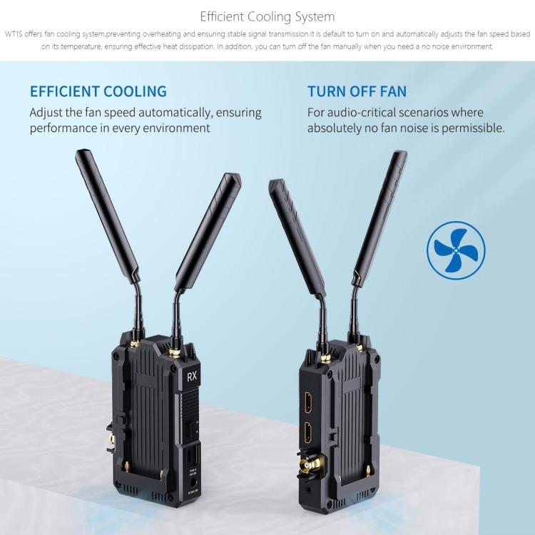 Sistema de transmisión de vídeo inalámbrico FEELWORLD WT1S 4K SDI + Intercomunicador dúplex completo compatible con doble HDMI para transmisión en directo, WT1S