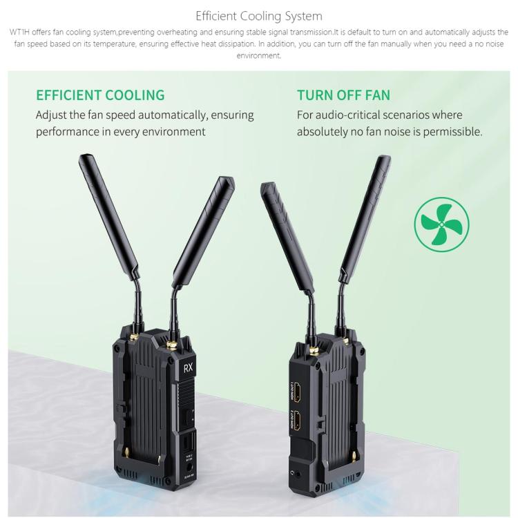 Sistema de transmisión de vídeo inalámbrico FEELWORLD WT1H 4K, compatible con HDMI dual, intercomunicador dúplex completo y transmisión en directo., WT1H