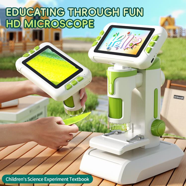 Microscopio electrónico infantil JJR/C P01 con pantalla a color HD de 4,0 pulgadas y aumento de 1600x.