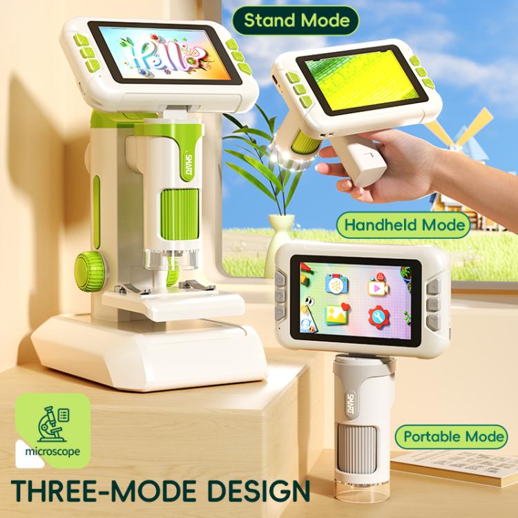 Microscopio electrónico infantil JJR/C P01 con pantalla a color HD de 4,0 pulgadas y aumento de 1600x.
