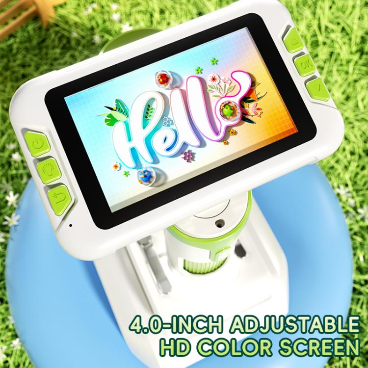 Microscopio electrónico infantil JJR/C P01 con pantalla a color HD de 4,0 pulgadas y aumento de 1600x.