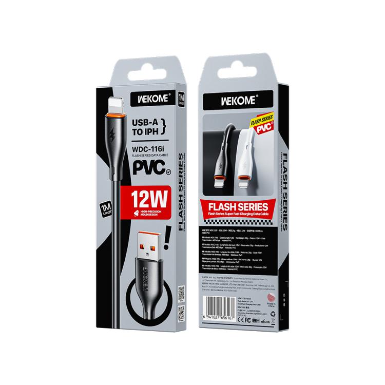 Cable de datos de carga rápida USB a 8 pines WK WDC-116i de 12 W, longitud: 1 m, WDC-116i