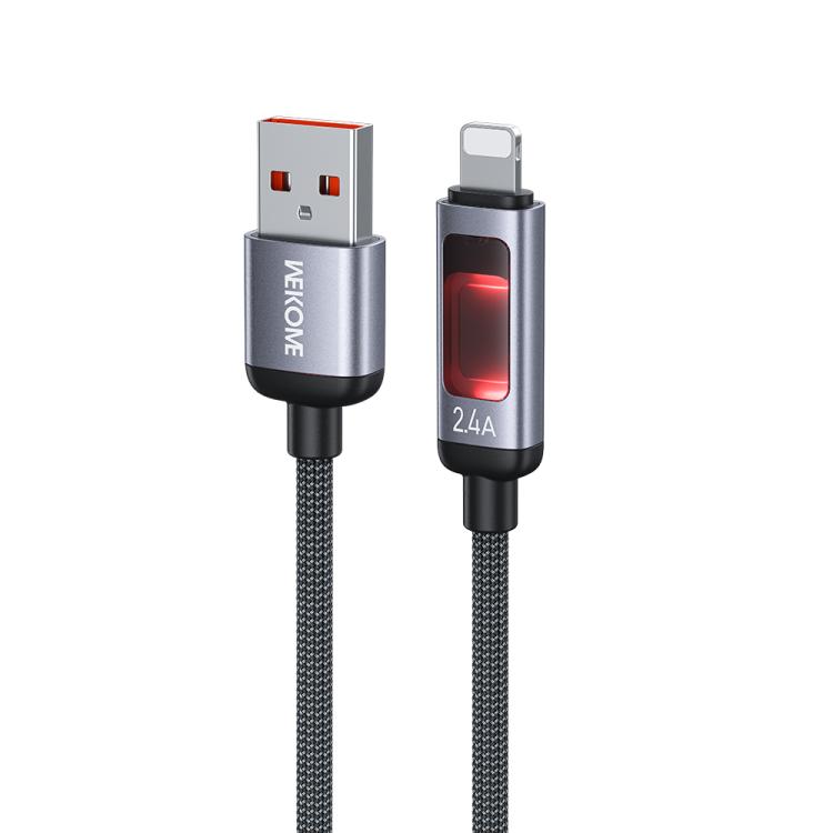 Cable de datos de carga rápida USB a 8 pines con pantalla digital inteligente WK WDC-106 de 2,4 A, longitud: 1,2 m, WDC-106